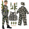 Udekit Army Uniform Cosplay Costume Soldier Outfits With Clothes, Tatical Vest And Other Toys Acessories For Kids 6Y To 8Y