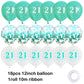 18Pcs Happy Birthday Balloons Decorations Teal Blue White 21St Birthday Balloons Decoration Happy 21St Birthday Confetti Latex B