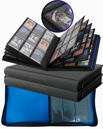 enhanced Top Loader Binders for 288 Cards - 9 Pocket Double Sided Easy Flip Pages - Zipper-Enclosed Ringless Toploader Binder (Scratch Resistant  Blue Interior  2-Pack 288 Cards)