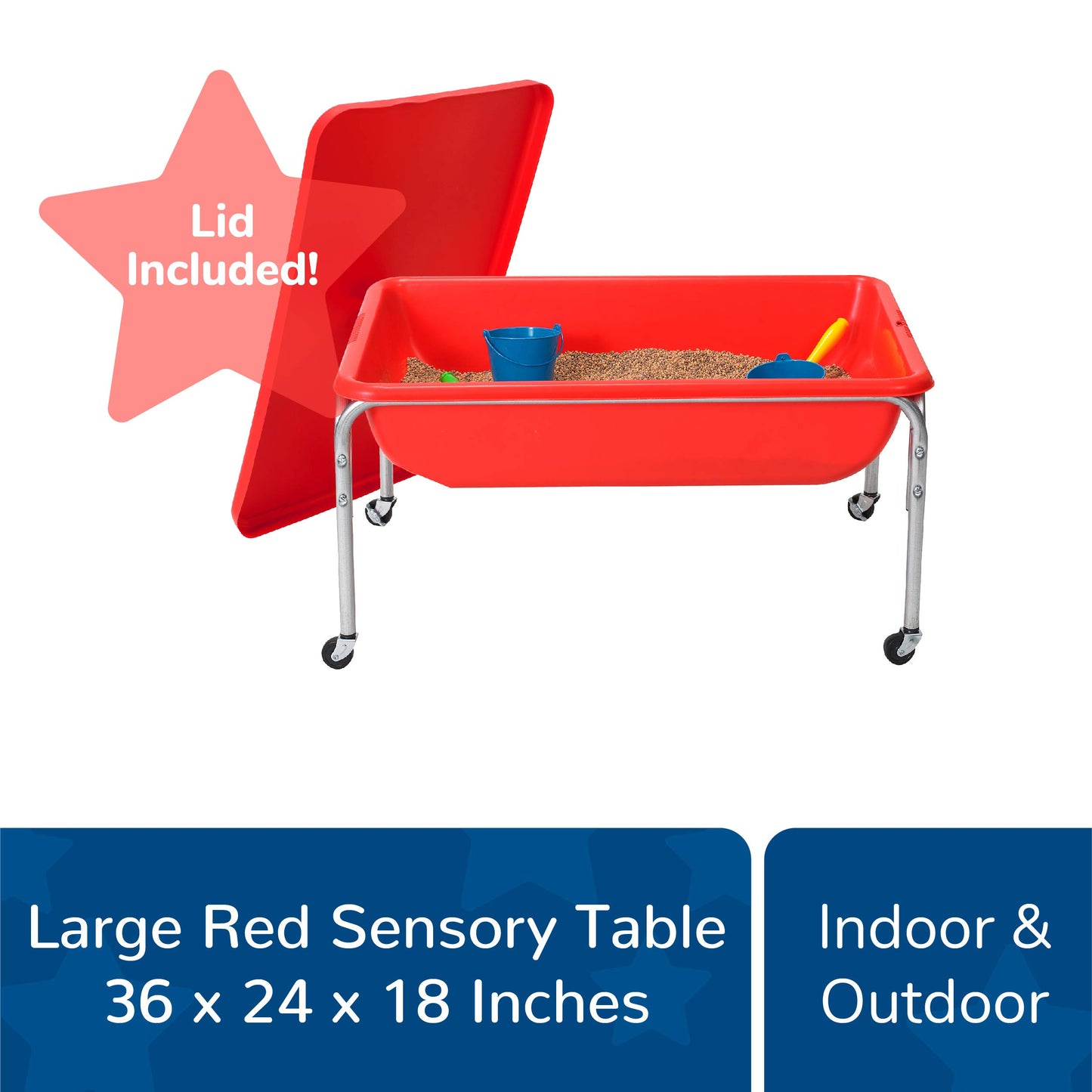 Children'S Factory 18'' Small Sensory Table, Sandbox With Lid, Water Table For Kids, Red