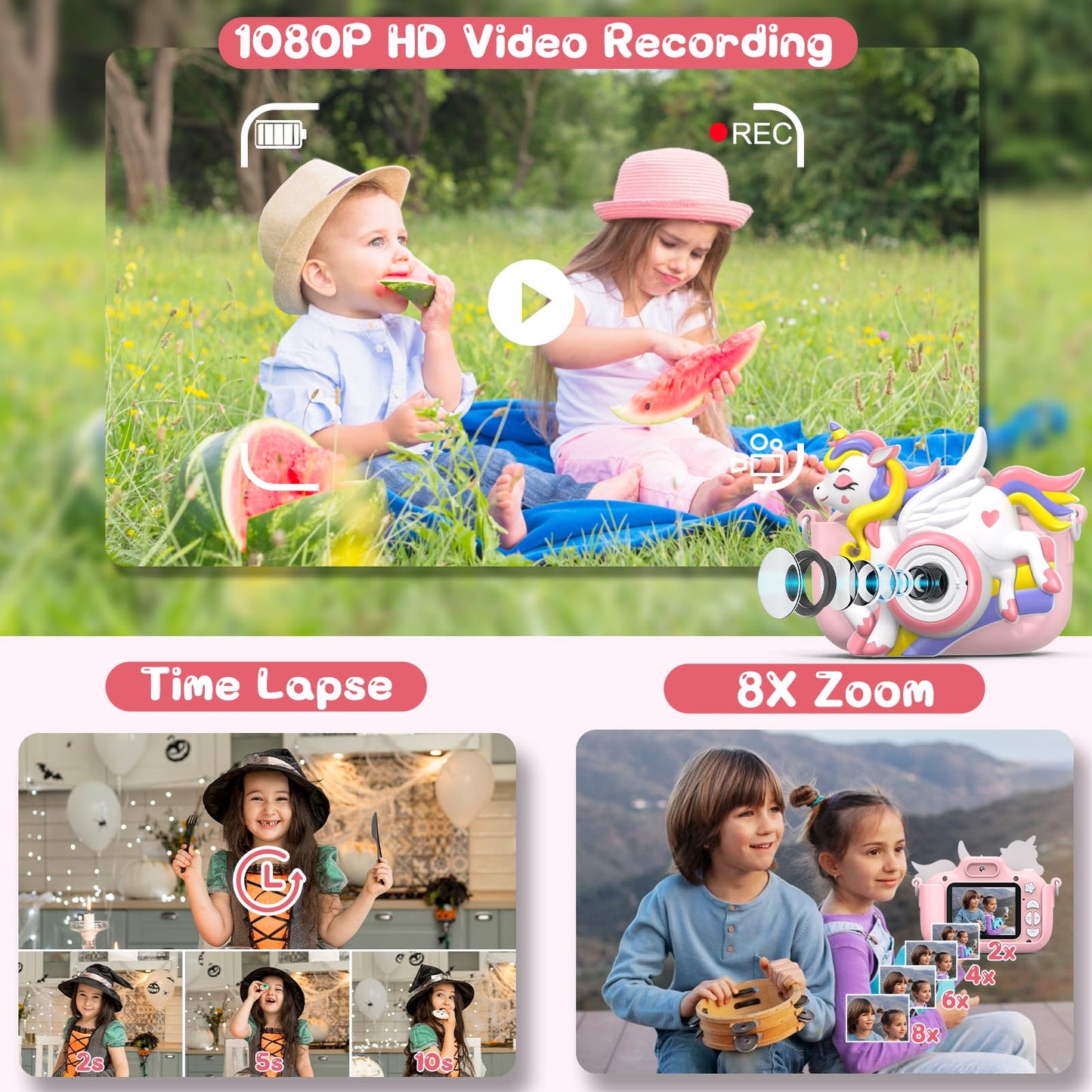 Kids Camera Toys For 3-12 Year Old Girls Boys, Kids Digital Camera With Cartoon Soft Silicone Cover, Best Chritmas Birthday Fest