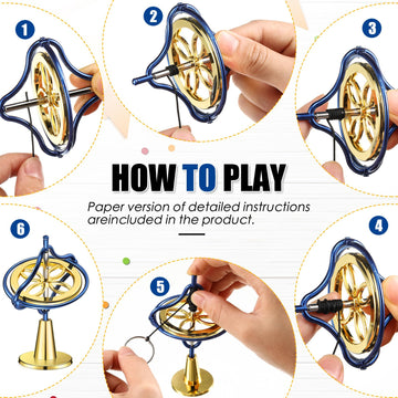 Meekoo 2 Packs Gyroscope Toys Metal Anti Gravity Colorful Precision Top Gyroscope For Christmas Educational Birthday Gifts(Blue,