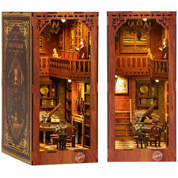 Criolpo Book Nook Kit- Diy 3D Wooden Puzzle Book Nook With Led Sensor Light, Perfect Bookshelf Decor For Adults And Teens