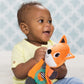 Infantino Cuddly Teether Fox - BPA-Free Silicone, 3 Textured Teething Spots, Soft Fabric, 1 Count, for Babies 0M+