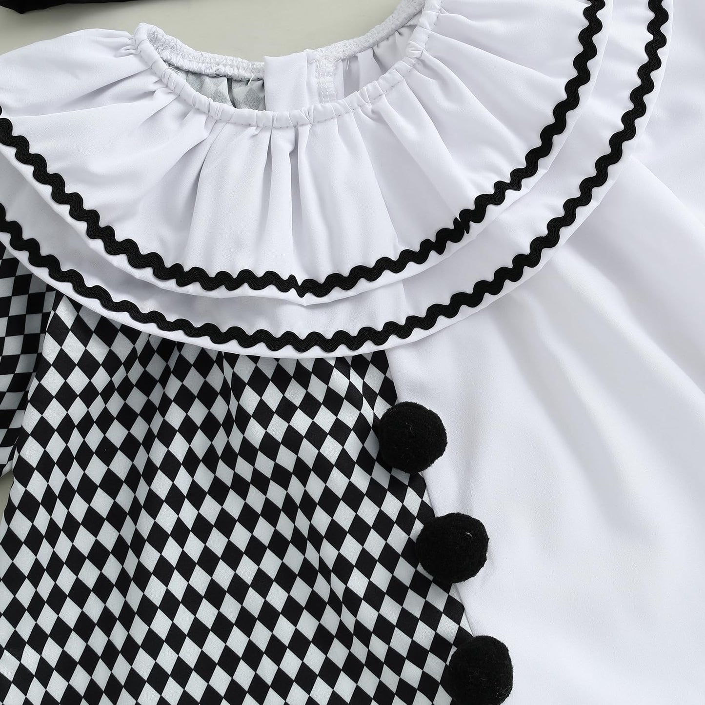 Thorn Tree Toddler Halloween Outfits Baby Boy Girl Clown Costume Contrast Color Long Sleeve Jumpsuit Hat Smocked Outfits (White,