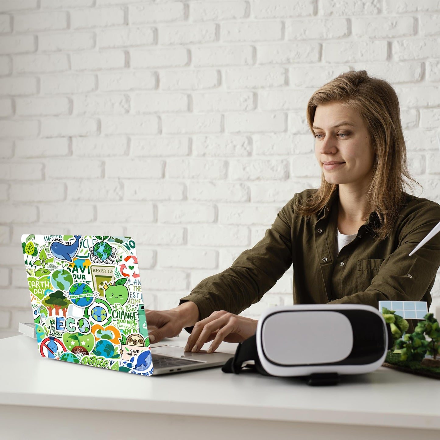 Gtotd Earth Day Plant Nature Green Vegan Stickers(300Pcs) Gifts Recycle Environmental Conservation Earth Merch Party Favors Decor Decals Vinyls For Laptop Waterbottle Phone Teens Girls.