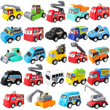 Juuxncgv 24Pcs Pull Back City Cars Toys,Mini Model Vehicle Set,Mini Play Truck Bulk For Party Favors,Christmas,Toddlers,Easter,G
