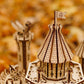 Wood Trick Dragon Castle Movable Wooden 3D Puzzles For Adults And Kids To Build - Red Led - Greensleeves Melody - Towers Rotating - Engineering Diy Project Mechanical Model Kits For Adults