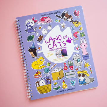 Land Of Cats Sticker + Coloring Book (300+ Cat Stickers For Kids & 8 Scenes) By Cupkin - Side By Side Activity Book Design - Cat