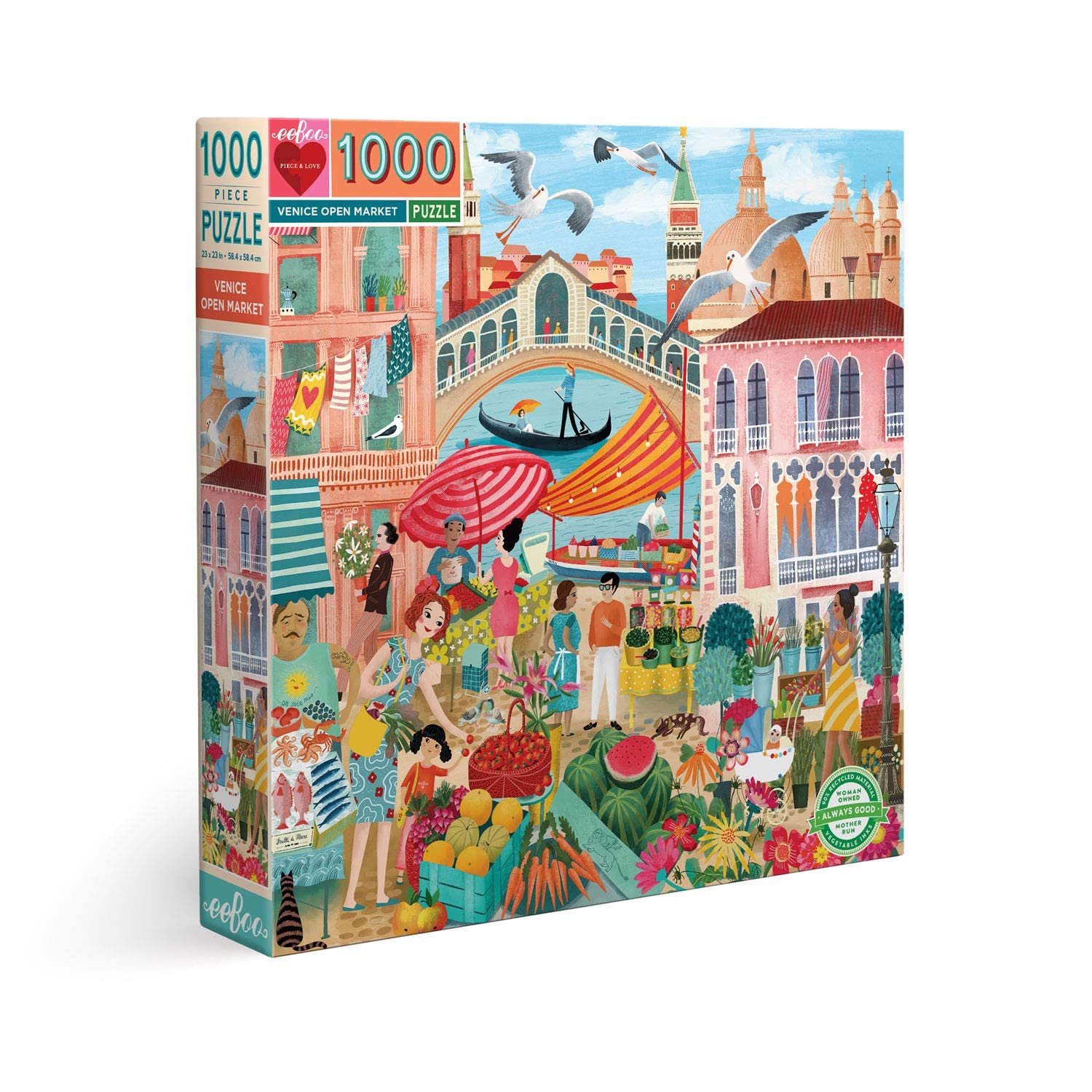 eeBoo: Piece and Love Venice Open Market 1000-piece Square mature-themed Jigsaw Puzzle  Jigsaw Puzzle for mature-themeds and Families  Includes Glossy  Sturdy Pieces and Minimal Puzzle Dust