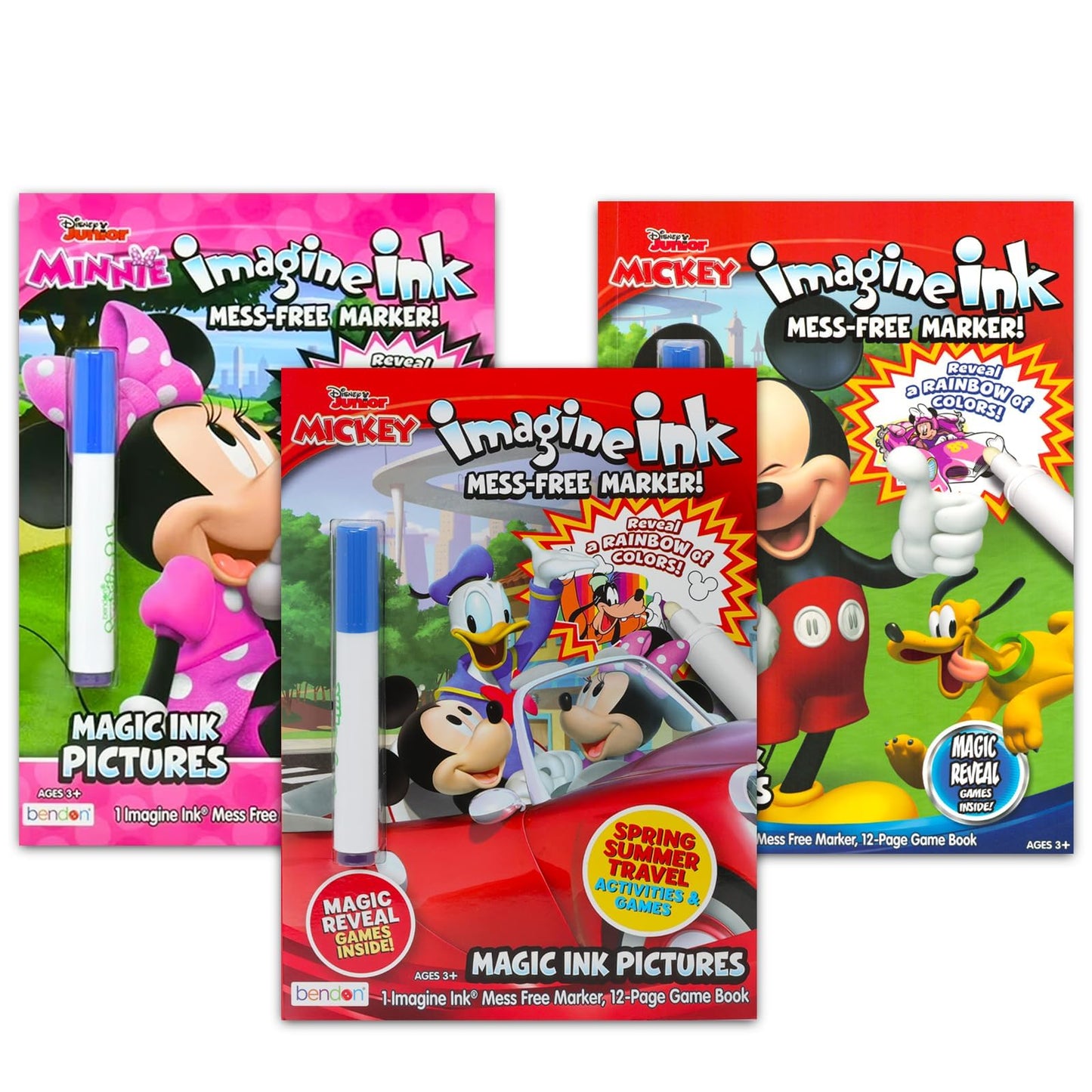 Disney Minnie Mouse Imagine Ink Coloring Book Set - Bundle with 3 Magic Ink Books Featuring 3 Assorted Mess-Free Mickey and Minn