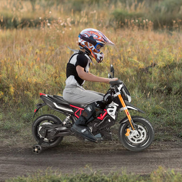 Costzon 12V Kids Motorcycle, Licensed Aprilia Electric Motorcycle Ride On Toy W/Training Wheels, Spring Suspension, Led Lights, Sounds & Music, Mp3, Battery Powered Dirt Bike For Boys & Girls, Red