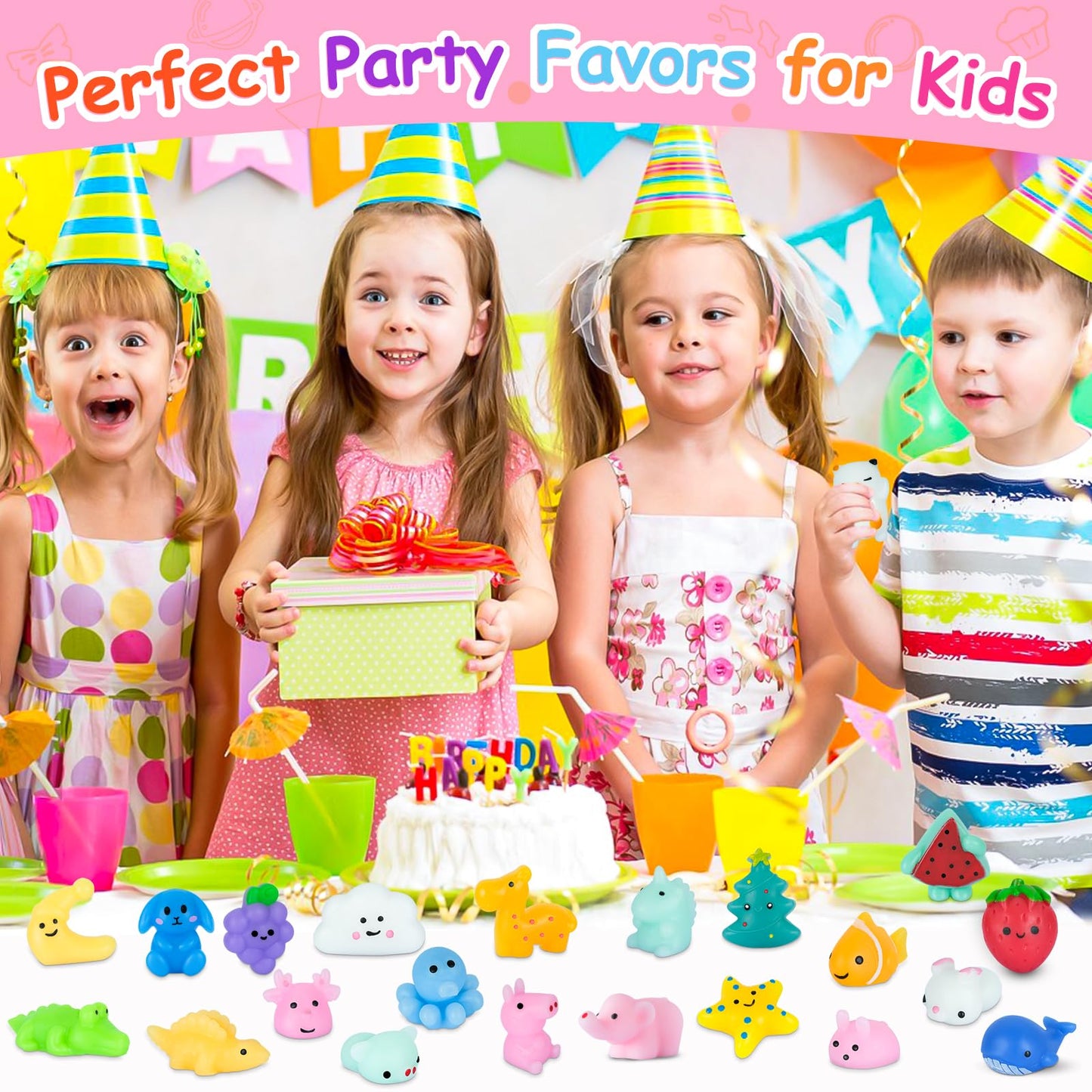 36Pcs Mochi Squishy Toys For Kids Party Favors Birthday Goody Bags Fruit Mochi Squishies Kawaii Squishy Toys Stress Relief Toy Classroom Prize Treasure Box Reward Easter Egg Fillers Valentine Day Gift