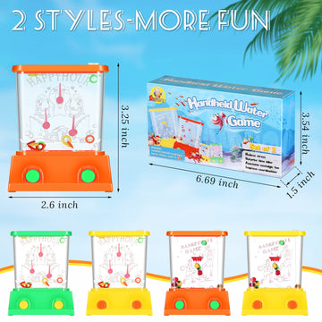 Skylety 2 Pcs Handheld Water Game 2.6 x 3.25 Inch Arcade Water Ring Water Tables in a Gift Box for Beach Fun Game Toys Fun Stock