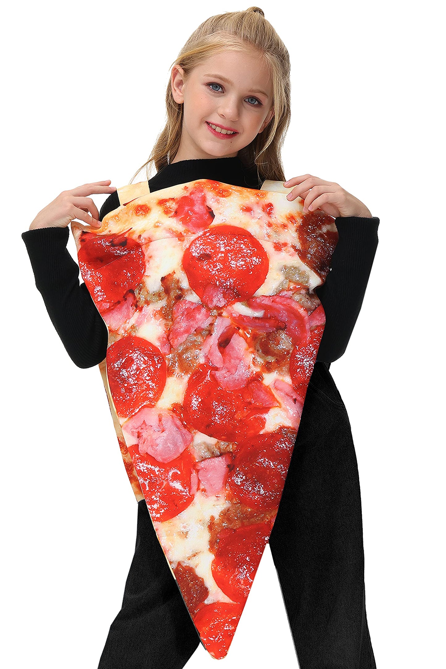 Aobute Boys Pizza Costume 3D Print Unisex Kids Pizza Slice Girls Halloween Funny Food Costume 11-13 Years