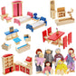 Sumind 35 Pcs Wooden Doll House Furniture And Accessories Set With 27 Pcs Dollhouse Furniture 8 Pcs Doll House Family Figures For Dollhouse Family Set