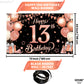 Katchon, Rose Gold Happy 13Th Birthday Banner - Huge, 72X44 Inch | Rose Gold And Black 13Th Birthday Backdrop, 13Th Birthday Party Decorations | 13 Birthday Banner, 13Th Birthday Decorations For Girls