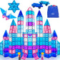 Pitpat 128 pcs Magnetic Tiles for Kids with 2 Cars and Storage Bag, Magnet Blocks Building Set with Stronger Magnets, Magnetic S