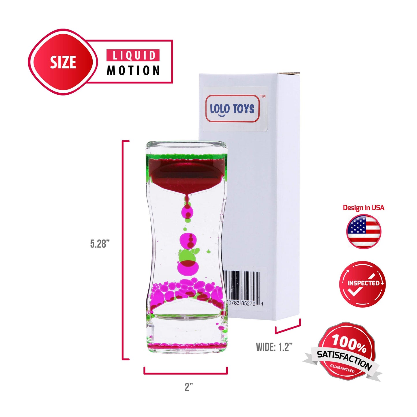 Liquid Motion Bubbler Sensory Toys - 2 Pc Set Bundle Stretchy String Fidget Toys Timer For Stress Relief And Anxiety Relief, Water Oil Toy For Hyperactivity Relaxation Figit Fuchsia