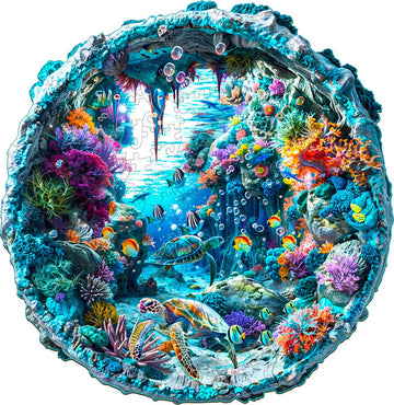 Jigfoxy Wooden Puzzle for Adults, 3D Visual Ocean Wooden Jigsaw Puzzles for Adult, Unique Animal Shape Wood Cut Puzzles, Christm