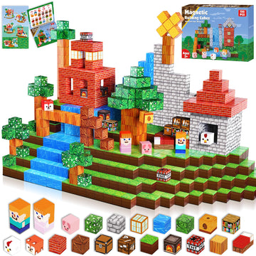 Magnetic Blocks-150Pcs Grassland Magnetic Building Blocks Set, Kids Classroom Sensory Toy For Toddlers Stem Learning, Constructi