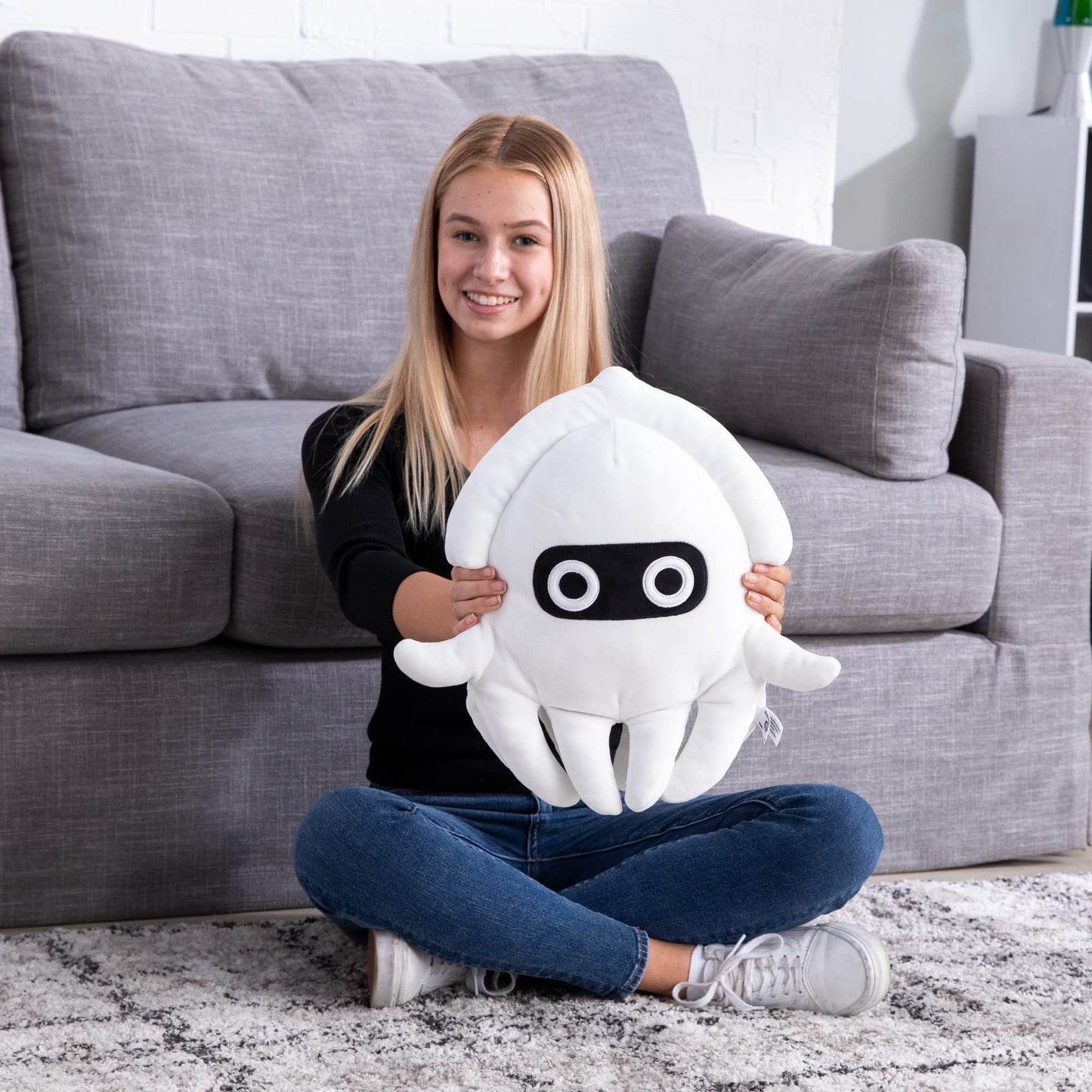 Club Mocchi Mocchi Super Mario Blooper Plush - 15 Inch Squishy White Plushie - Model E73082