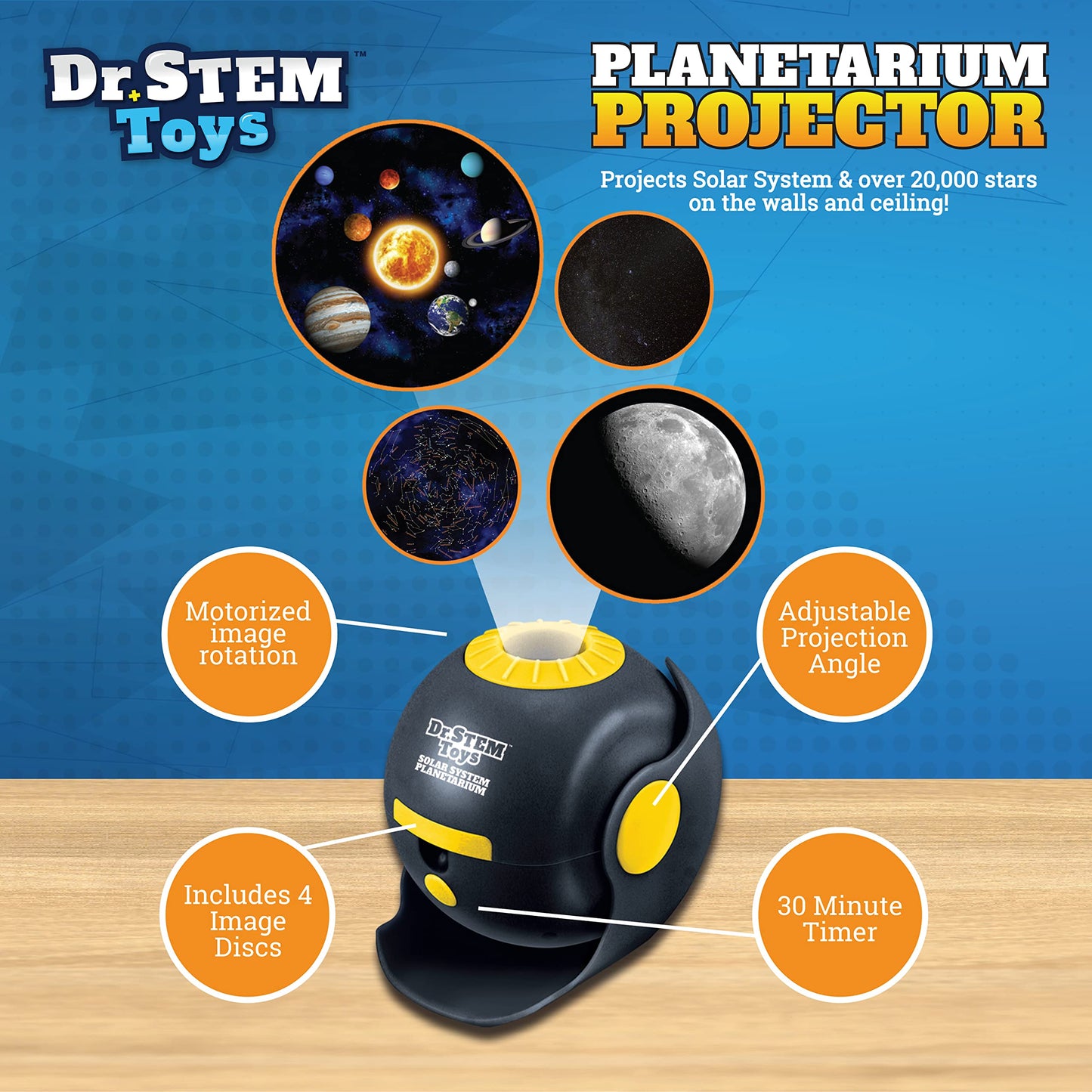 Dr. STEM Toys Star Projector for Kids 5 & Up | Rotating Planetarium Projection Lamp Lights Up Your Childs Room with a Whole Gala