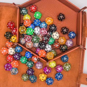Austor 70 Pieces 20 Sided Dice Mixed Color Polyhedral Dice Set 20 Sides Dices Assortment With A Black Velvet Storage Bag For Dnd