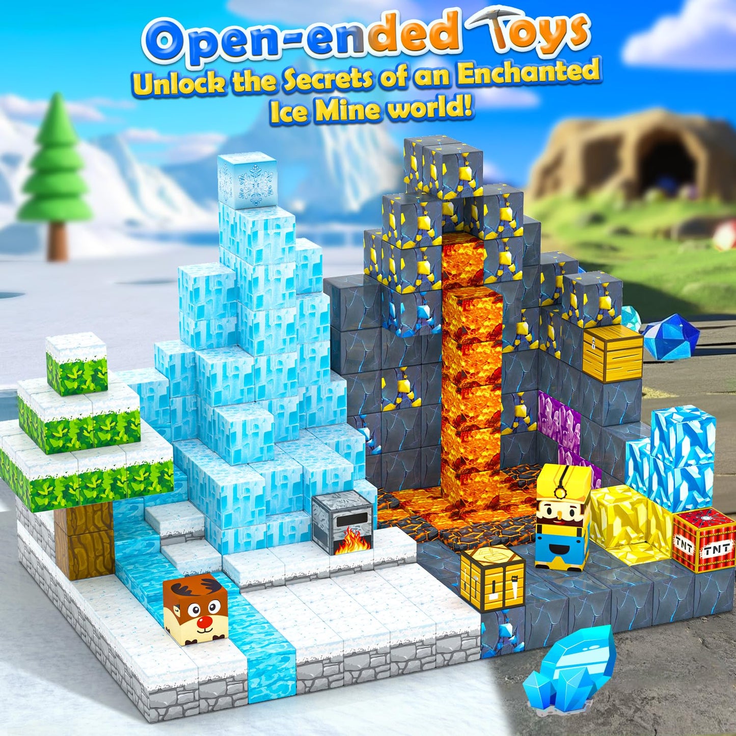 120PCS Magnetic Blocks-Build Mine Magnet World Ice & decorative replica blade Edition  Building Blocks Kids Toys STEM Sensory Toys for Ages 3-4 5-7 8-13  Gifts for 3 4 5 6 7 8 Year Old Boys Girls