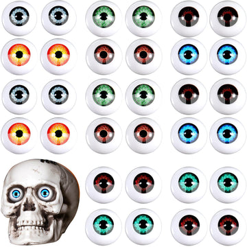 32 Pieces Halloween Eyeballs Plastic Half Eyeballs Spooky Scary Horror Props For Halloween Trick Or Treat Party Cosplay (Cute Co