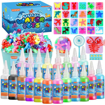 Magic Water Elf Toy Kit, Water Gel Kit Pets, 20 Gels & 24 Molds, Make Your Own Squishies Sensory Toys for Kids, DIY Craft Kits, 