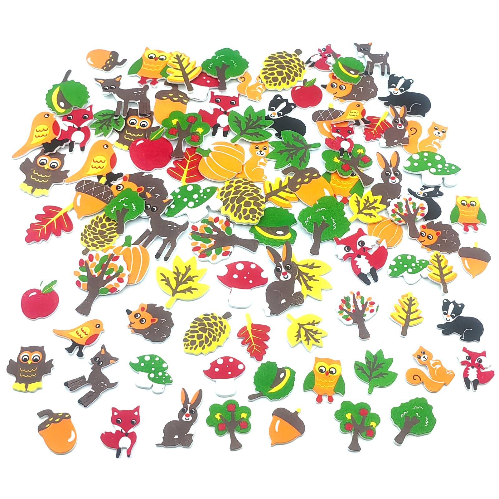 IFKEGON 500PCS Foam Fall Stickers,Self-Adhesive Autumn Theme Puffy Leaf for Kids, Party Materials DIY Crafts Decorations (500, F