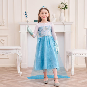 Relarliya Princess Dress For Girls Queen Costume Dress Up Halloween Carnival Cosplay Birthday Fancy Party Outfits 5-6Y