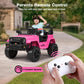 Funtok 12V Ride On Truck For Kids, Electric Cars For Toddlers W/Remote Control, Soft Start, Led Lights, Horn, Radio, Usb/Aux/Mp3, Battery Powered Cars For Kids To Drive (Pink)