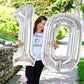 Katchon Silver 10 Balloon, 40 Inch - Birthday Decorations For Boys & 10 Year Anniversary