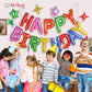 Birthday Balloons Banner, 3D Mylar Foil Happy Birthday Balloons, 24Pcs Birthday Party Decorations With 6Pcs Star Balloons For Ki