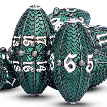 Aruohha Dnd Metal Dice Black Green Dragon Egg Dice With Metal Box, Role Playing Game Rpg Polyhedral D And D Dice Set D20 D12 D10