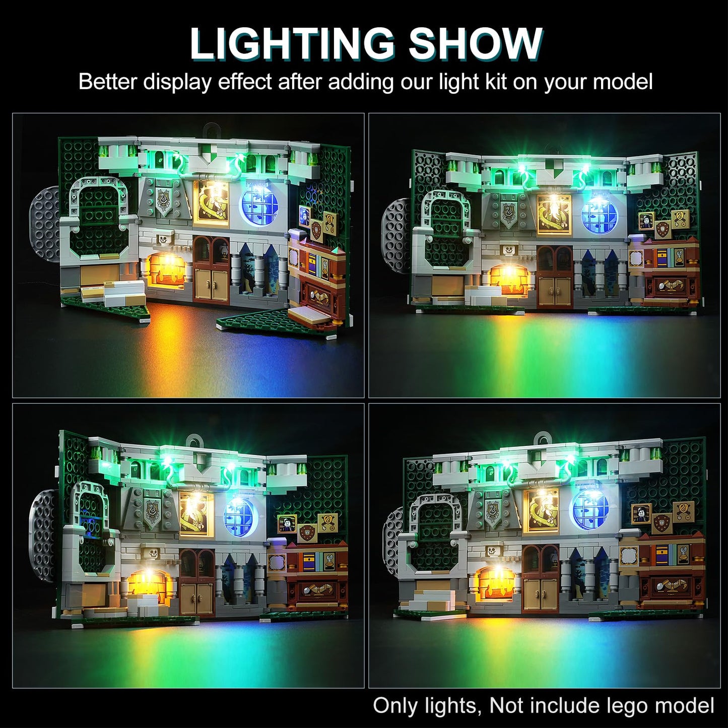 DALDED LED Lighting Kit for Lego Harry Potter Slytherin House Banner Building Set, LED Light Compatible with Lego 76410 Building