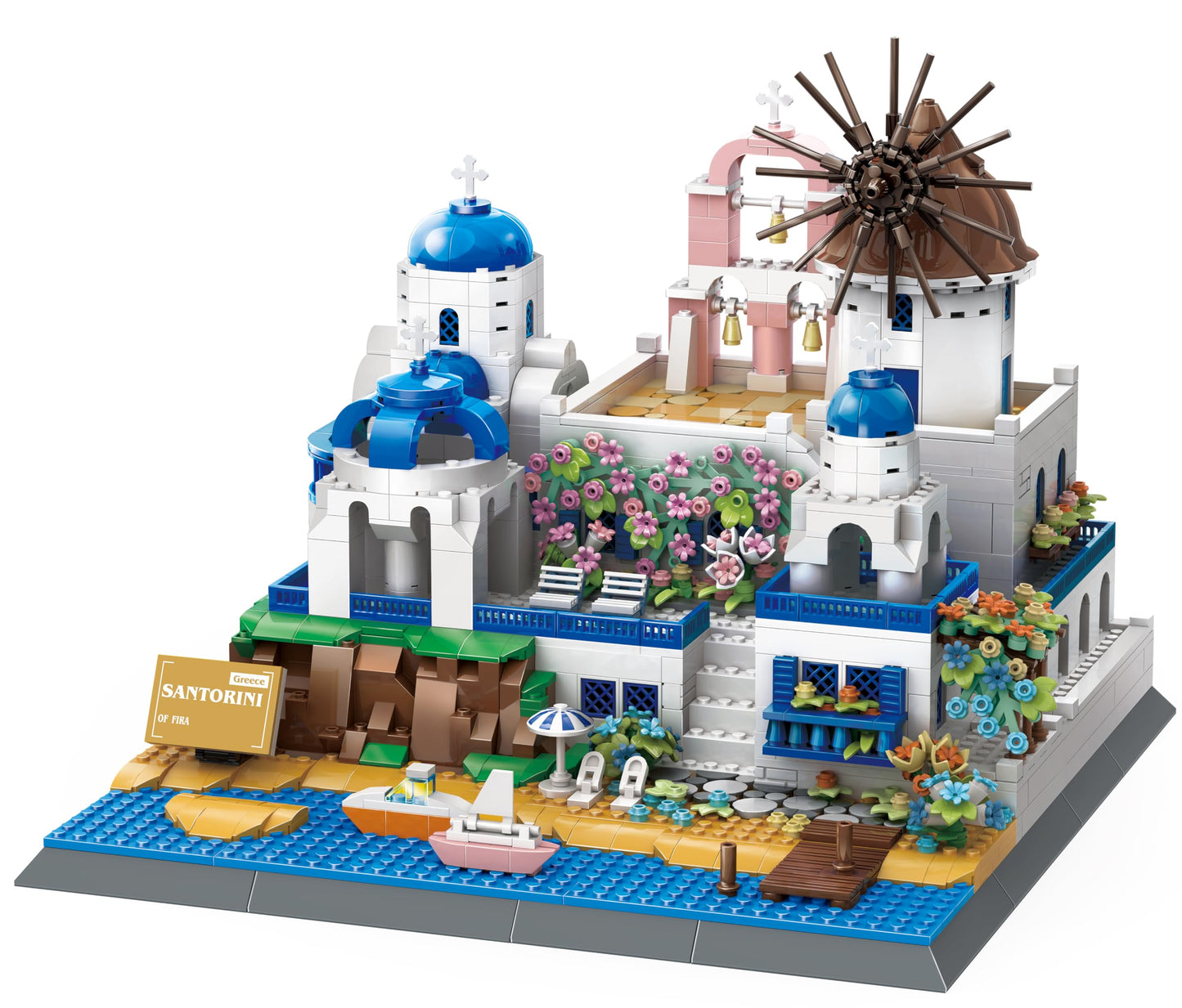 Apostrophe Games Santorini Building Block Set - 1372 Pieces - Plastic - Multicolor - Medium Size - Landmark Model for Kids and Adults