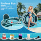 2-Pack Sunrio Medium Turquoise Pool Floats enhanced River Tube with Mesh Bottom Backrest & Cup Holder Giant Floaties for mature-themeds Fashion Pool Floaties for Occupations & Recreation Pool Lounger(Green)