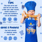 R HORSE Kid Apron and Chef Hat Set 2Pcs Adjustable Children Dark Blue Kitchen Apron, Dress up Role Play Chef Toy Cooking Baking