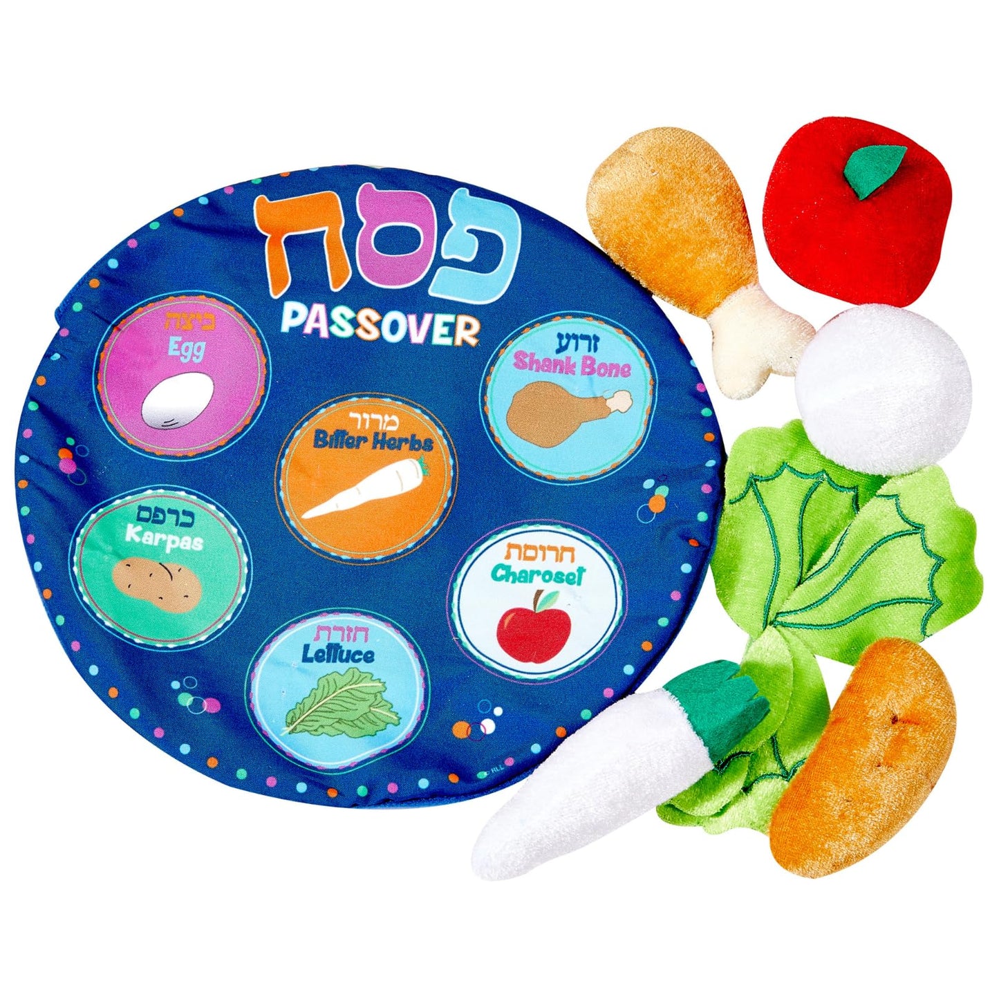 Rite Lite Kids My Soft Seder Plate Set, Comes In Reusable Pouch, This Soft Set Comes With All The Plate Props - Both Educational & Fun - Passover Gifts, Passover Gifts For Kids, Passover Plush Toy Set