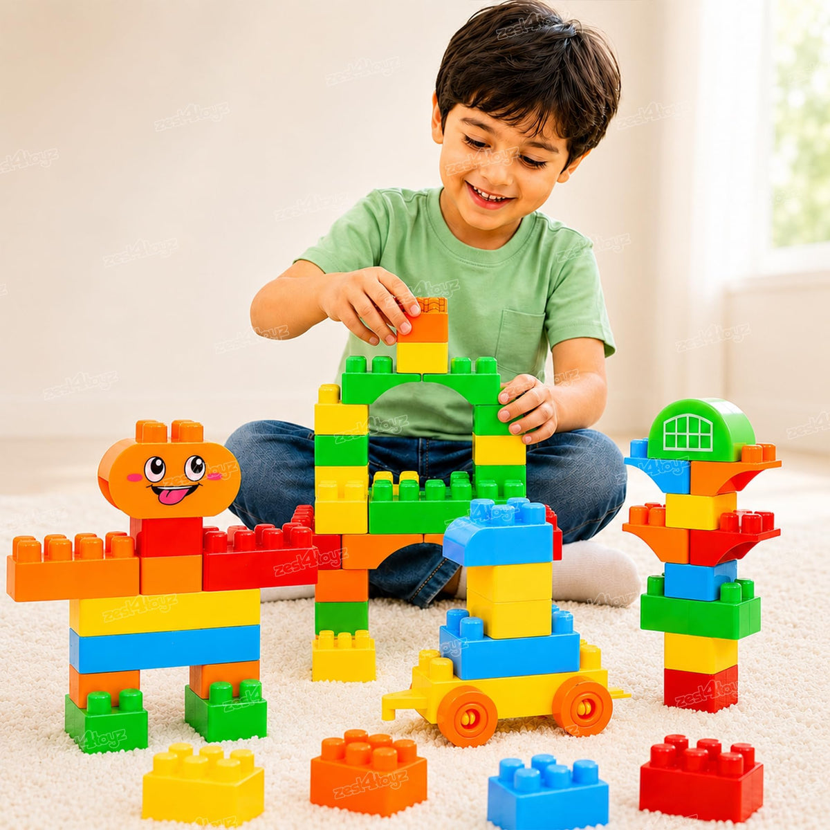Zest 4 Toyz Building Blocks For Kids 75 Pieces Construction Toy Puzzle Game Creative Building Set Educational Learning Activity 