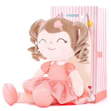 Gloveleya Baby Doll Gifts Plush Curly Girl Toys With Love 16'' Orange