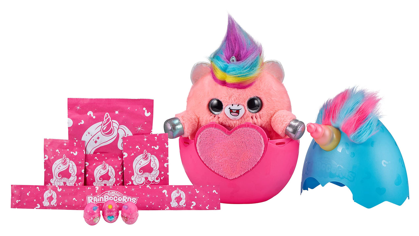 Rainbocorns Big Hair Surprise (Unicorn) By Zuru Cuddle Plush Stuffed Animal, 30+ Surprises, Collectible Baby Booboocorns, Hair Accessories, Charm Bracelets, Stickers, Ages 3+ (Unicorn)