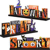 3 Pieces Halloween Table Decorations Pumpkin Table Centerpiece Boo Spooky Wood Sign Trick or Treat Witch Hat Table Decor for Hal