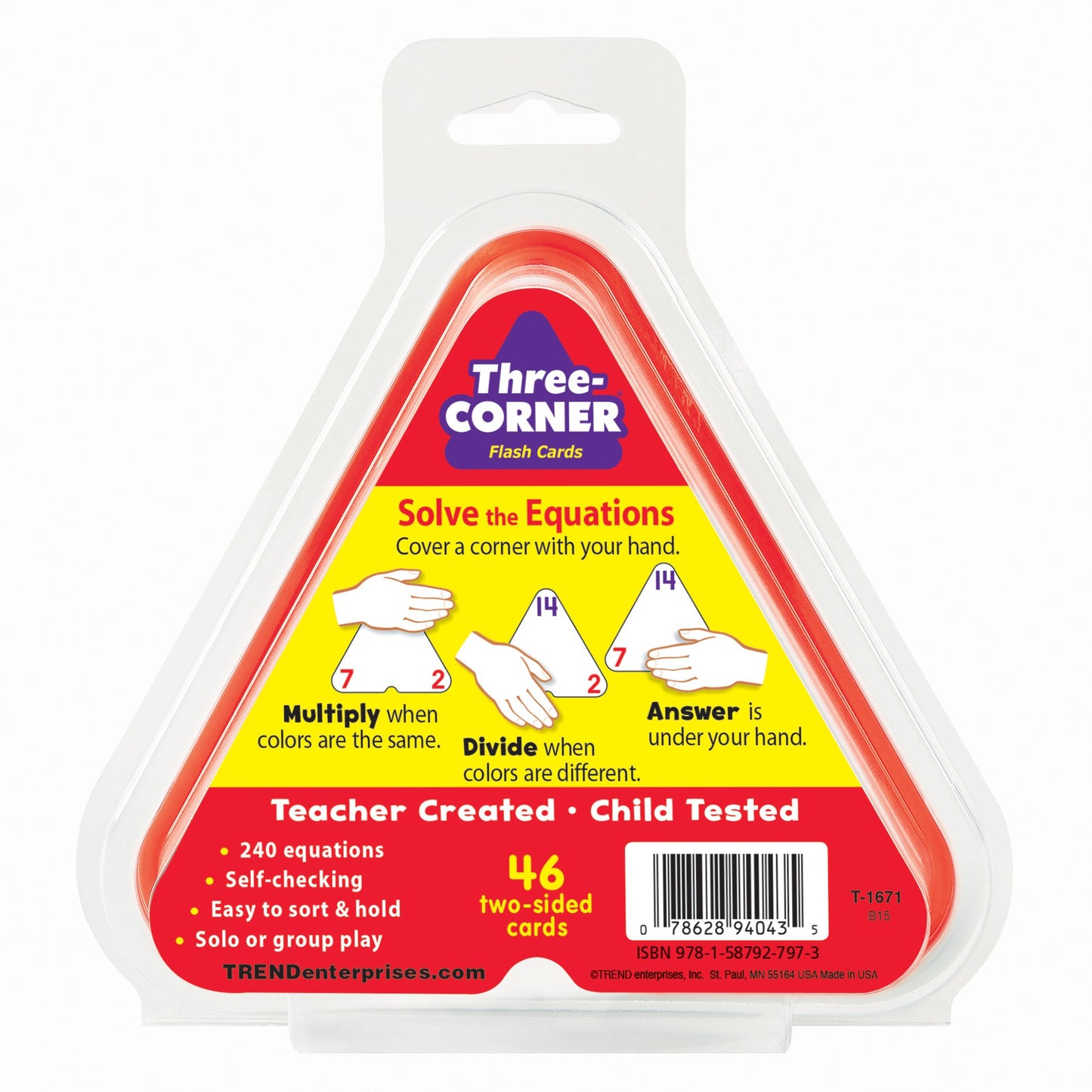 Three Corner Flash Card, Multiply And Divide, 5-1/2 Triangular