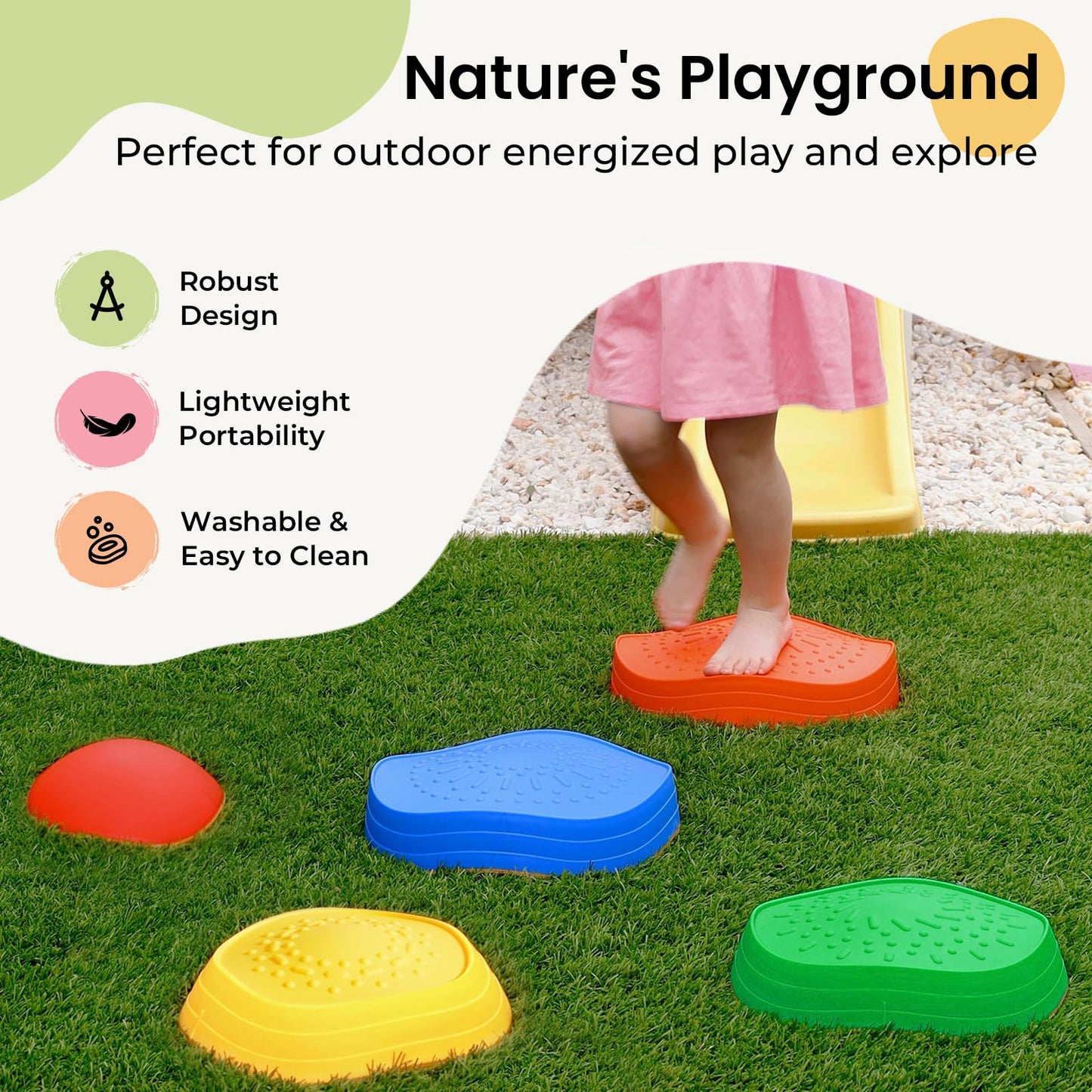 Tiny Land Stepping Stones For Kids, 5Pcs Non-Slip Toddler Stepping Stones, Sensory Stepping Stones For Promoting Toddler'S Balance & Coordination Skills, Stepping Stones For Toddlers 3-5, Iridescent