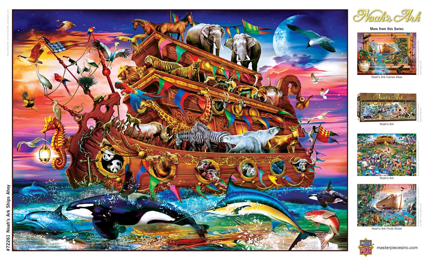 MasterPieces 1000 Piece Jigsaw Puzzle For Adults, Family, Or Youth - Noahs Ark Ships Ahoy - 19.25x26.75