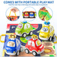 TEMI 4PCS Inertia Animal Car Toys with Play Mat/Storage Bag for Toddlers Toy Age 1-3, Baby Toys 1 2 3 Years Old Boys Birthday Ne